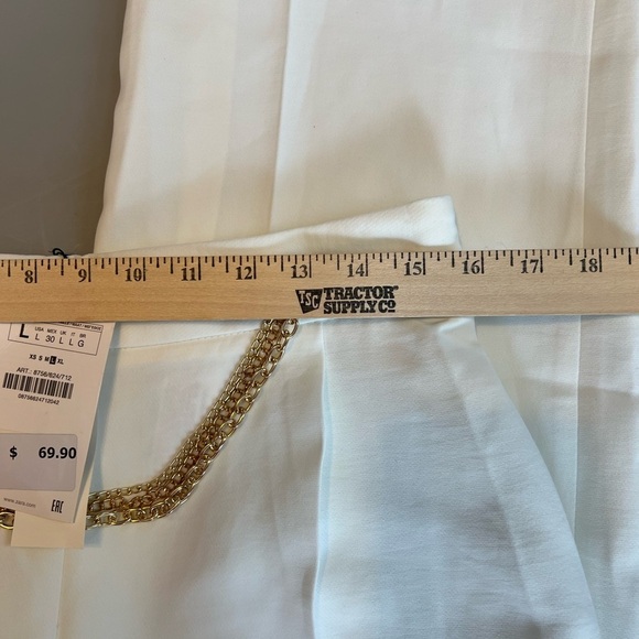 NWT ZARA NEW Ecru Womens Pants with Gold Chain Trousers Sz L - Picture 5 of 13